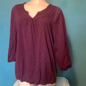 Sonoma Large Plum Cotton Long Sleeve Blouse Top